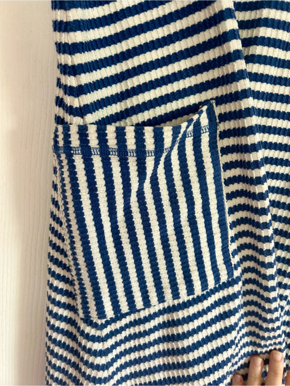 Boutique Brand Striped Blue & White Romper with Patch Pockets - Picture 3 of 5